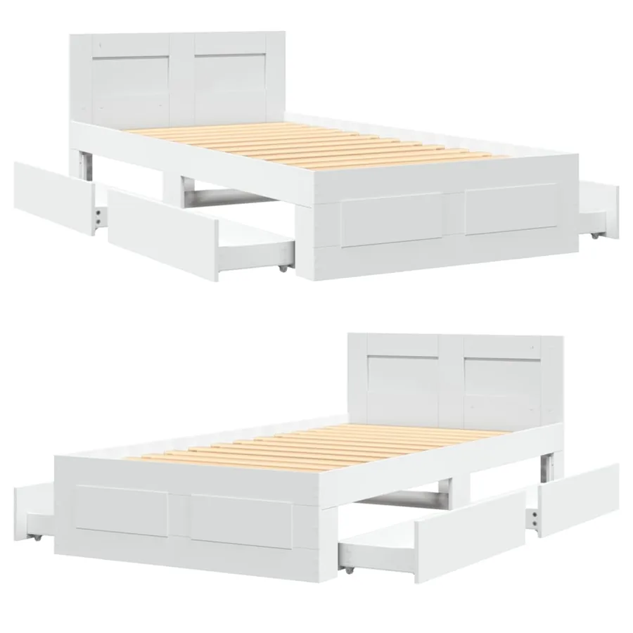 Cadre de lit avec tête de lit sans matelas blanc 100x200 cm - 8