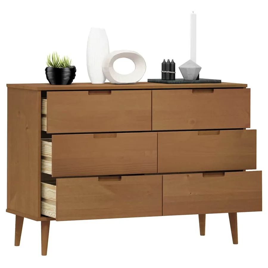 Commode MOLDE Marron 113x40x80 cm Bois de pin massif - 3
