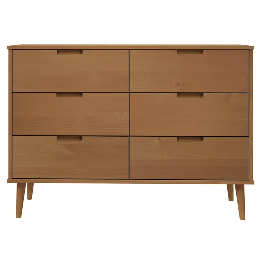 Commode MOLDE Marron 113x40x80 cm Bois de pin massif - 4