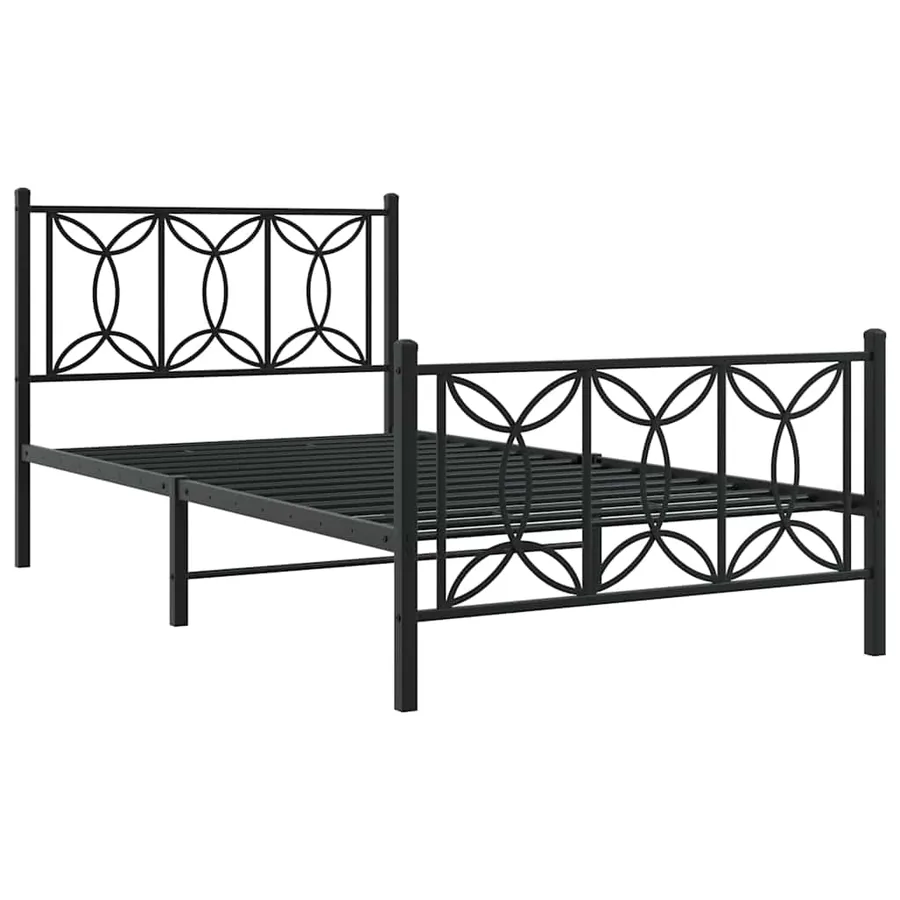 Cadre de lit métal sans matelas et pied de lit noir 100x200 cm - 3
