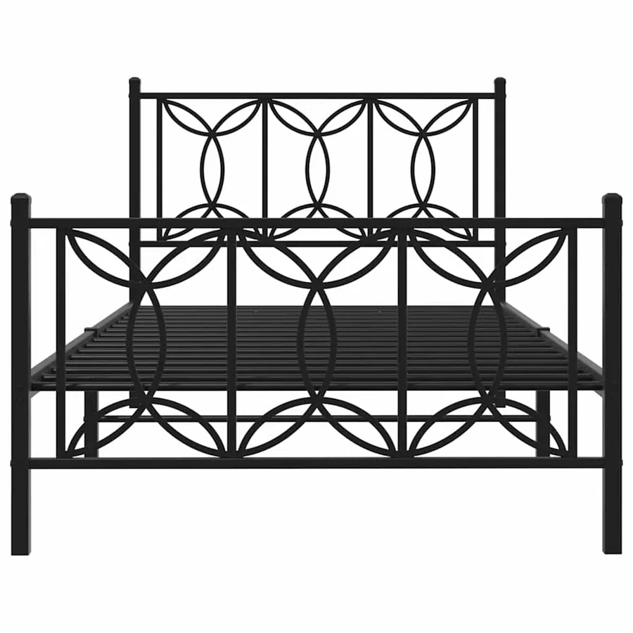 Cadre de lit métal sans matelas et pied de lit noir 100x200 cm - 4