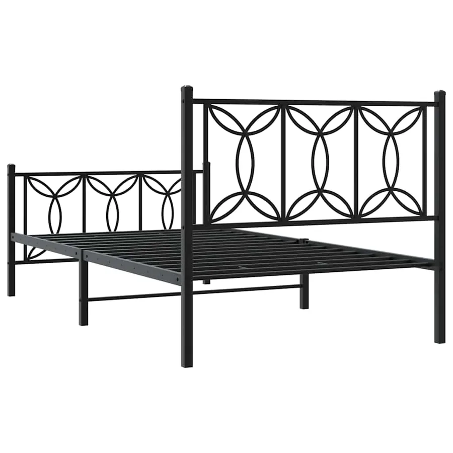 Cadre de lit métal sans matelas et pied de lit noir 100x200 cm - 6