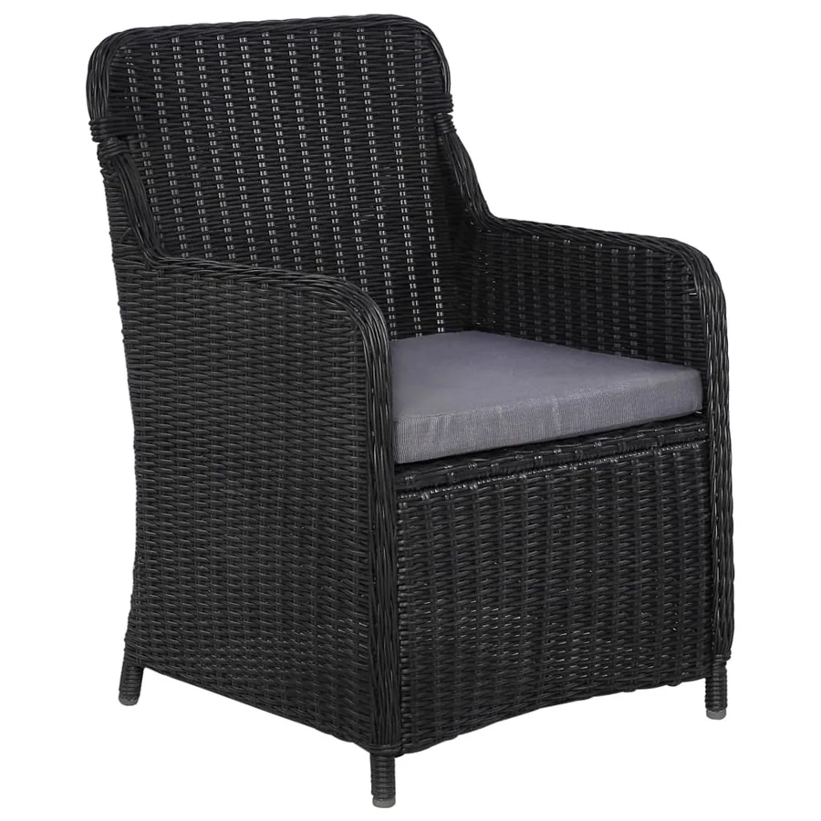lot de 2 Chaises d'extérieur avec coussins Résine tressée Noir - 2