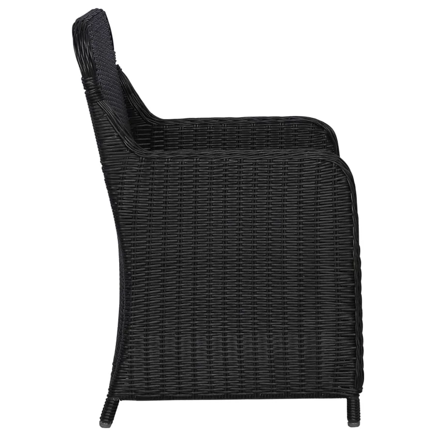 Set of 2 outdoor chairs with cushions Poly rattan Black - 4