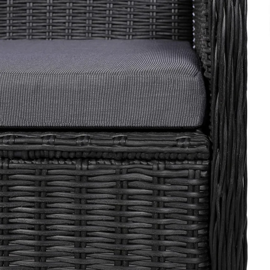 lot de 2 Chaises d'extérieur avec coussins Résine tressée Noir - 6