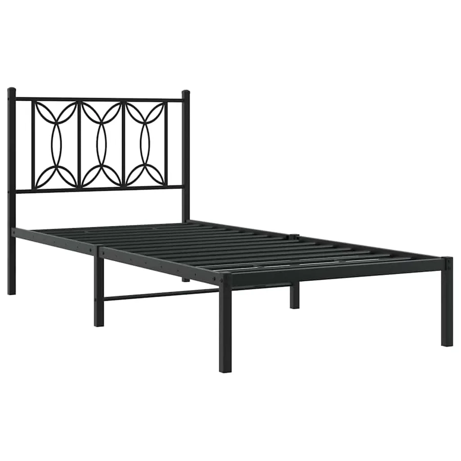 Cadre de lit métal sans matelas avec tête de lit noir 90x190 cm - 3