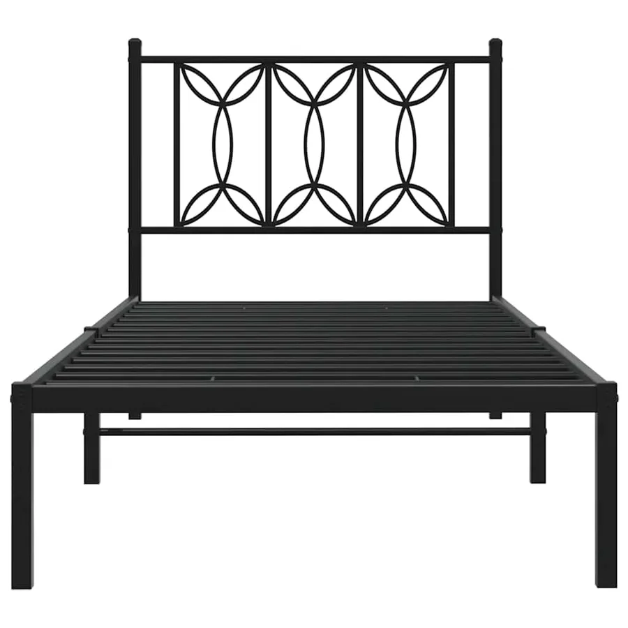 Cadre de lit métal sans matelas avec tête de lit noir 90x190 cm - 4