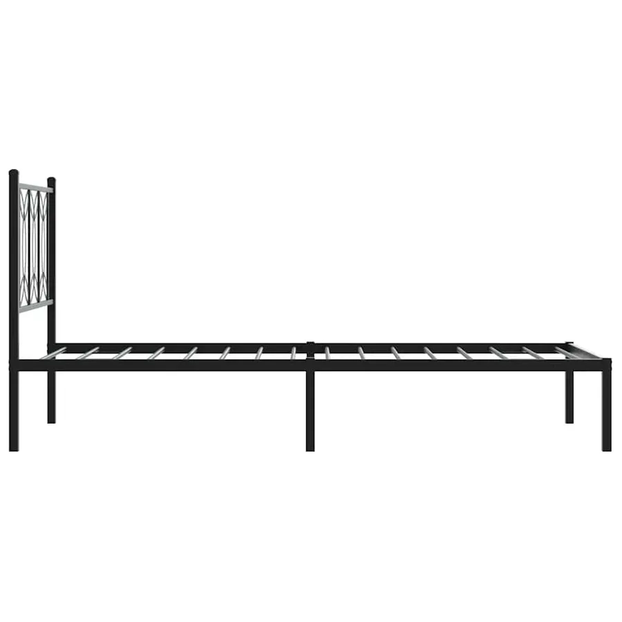 Cadre de lit métal sans matelas avec tête de lit noir 90x190 cm - 5