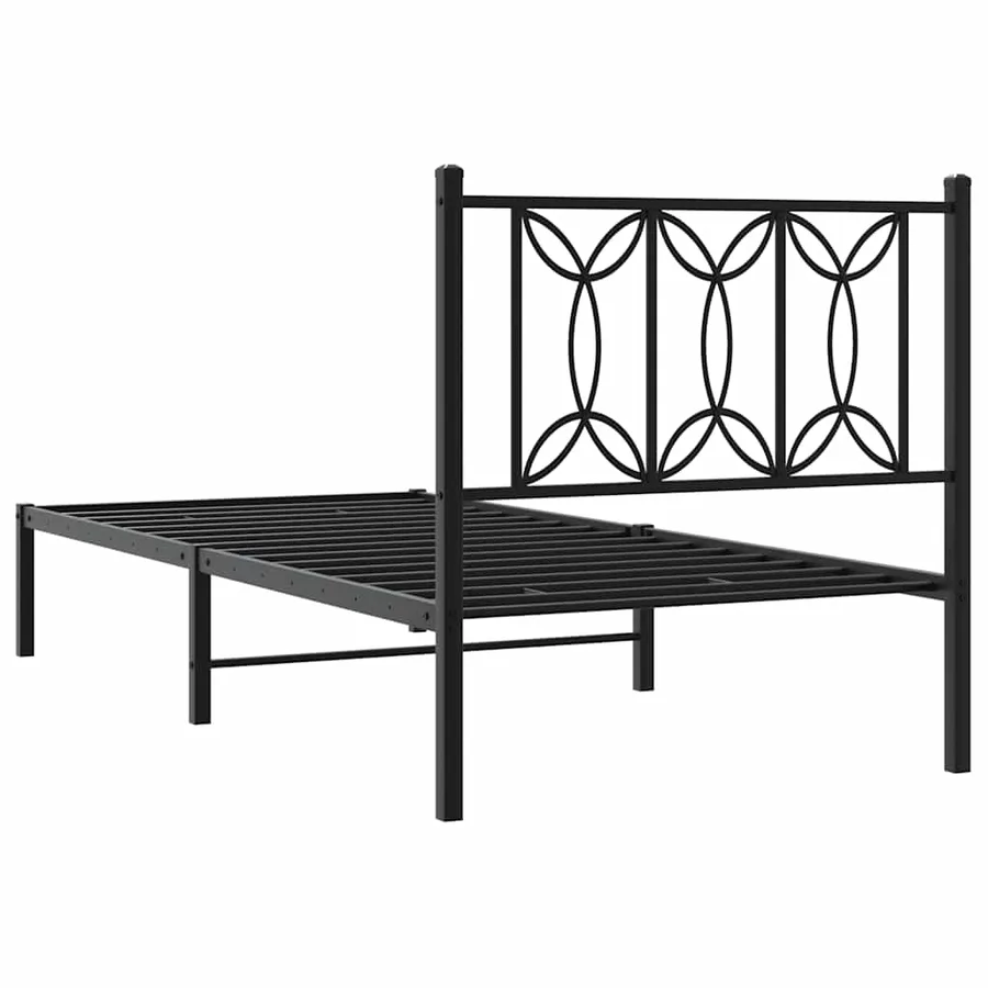 Cadre de lit métal sans matelas avec tête de lit noir 90x190 cm - 6