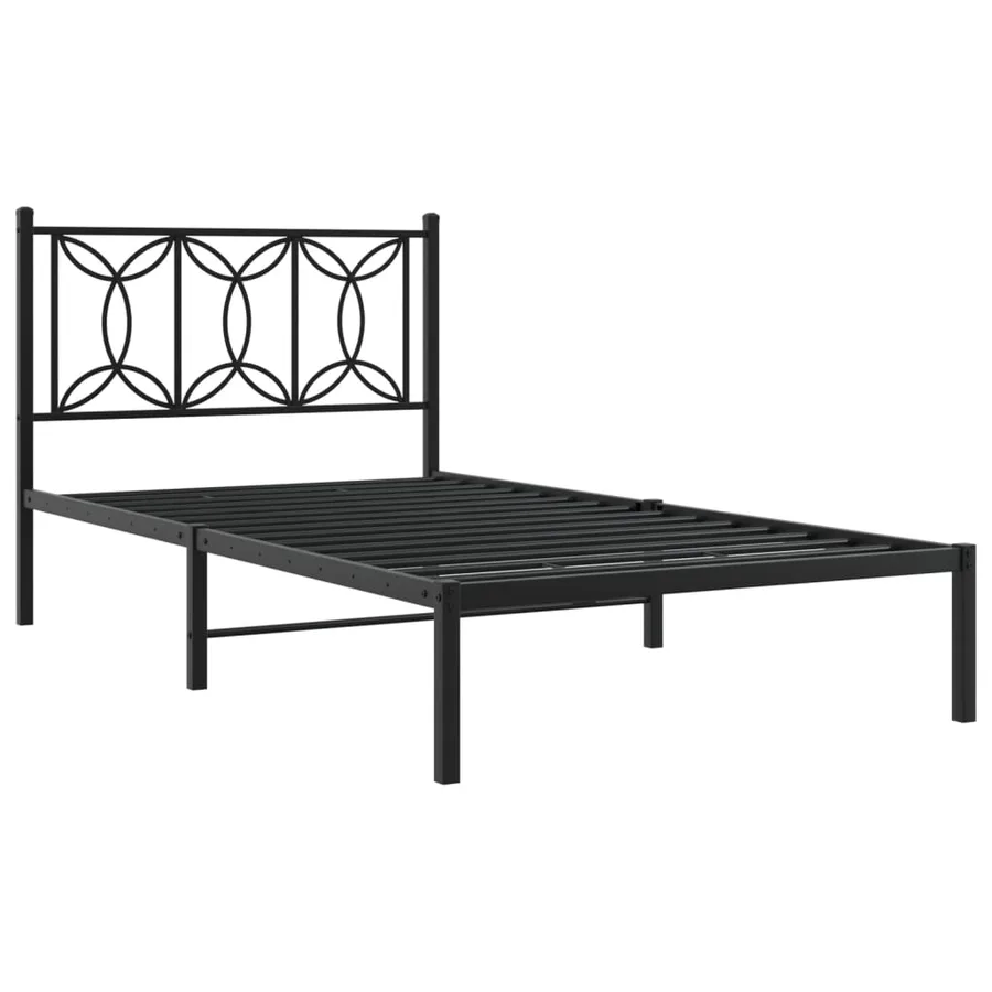 Cadre de lit métal sans matelas avec tête de lit noir 100x190cm - 3