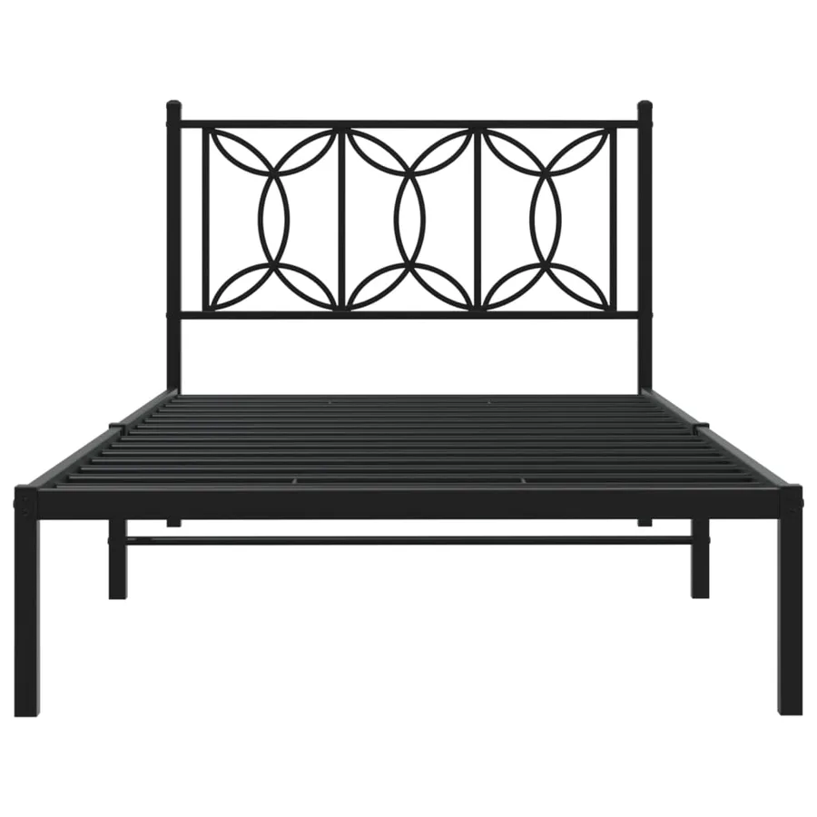 Cadre de lit métal sans matelas avec tête de lit noir 100x190cm - 4