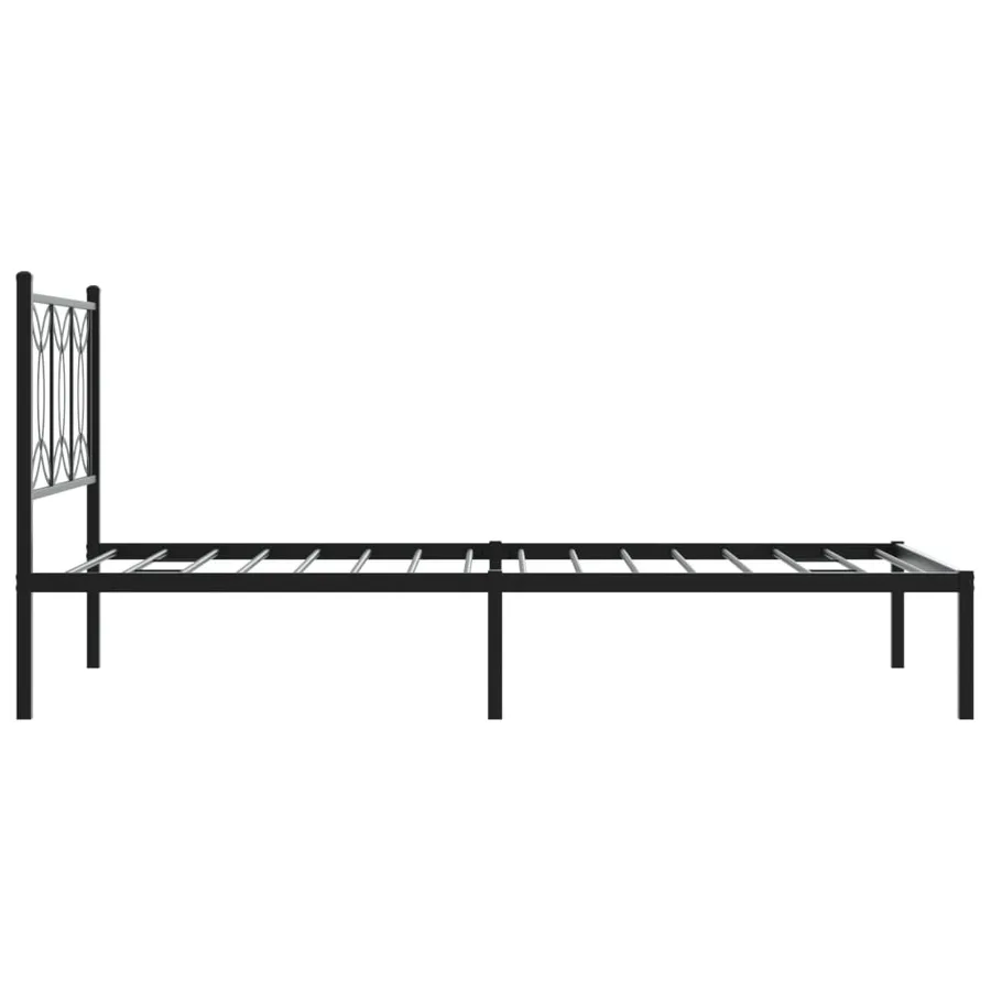 Cadre de lit métal sans matelas avec tête de lit noir 100x190cm - 5