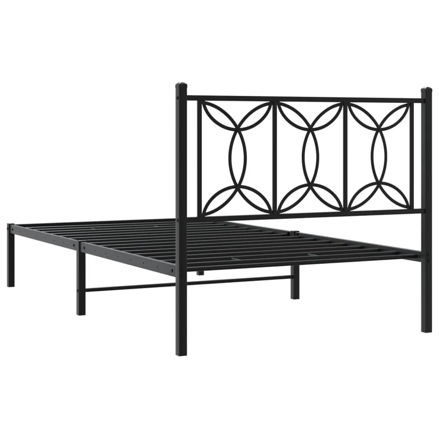 Cadre de lit métal sans matelas avec tête de lit noir 100x190cm - 6