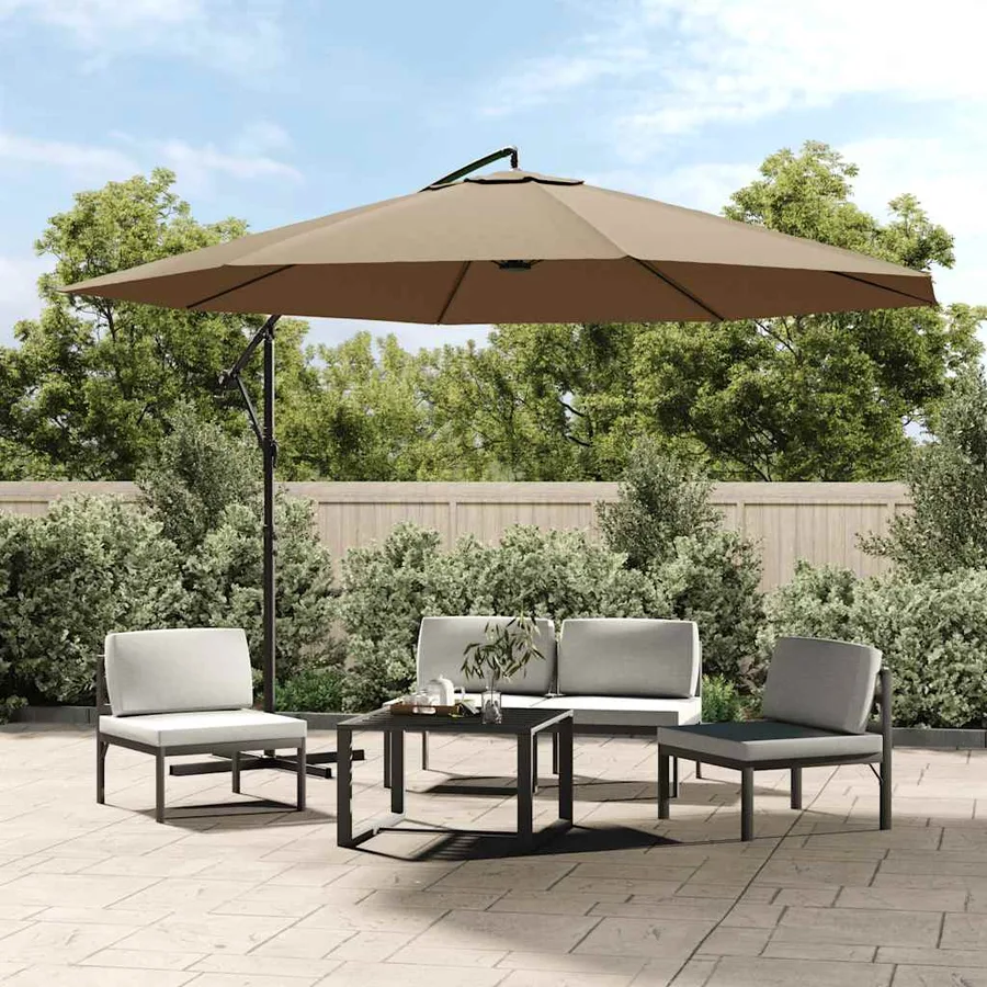 Cantilever garden parasol and aluminium pole taupe - 2