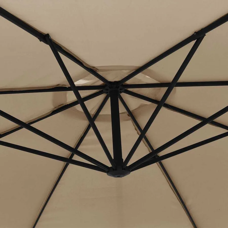 Parasol de jardin en porte-à-faux et poteau en aluminium taupe - 7