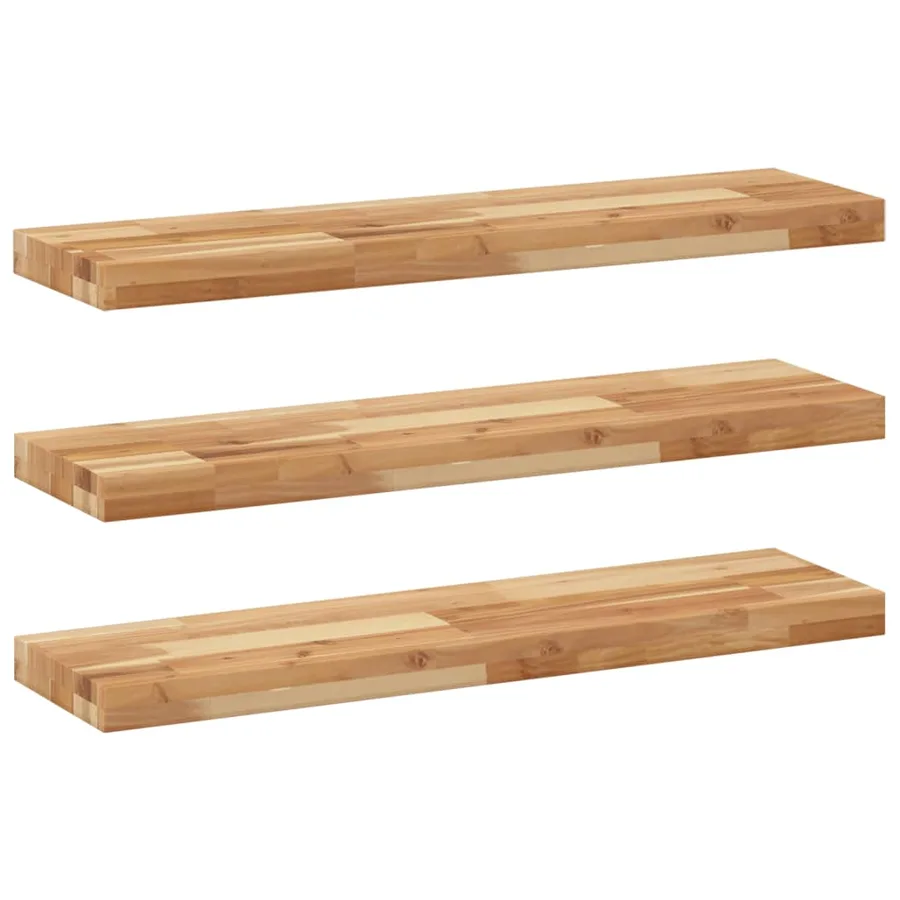 Étagères flottantes 3 pcs 80x20x4 cm acacia massif à l'huile - 2