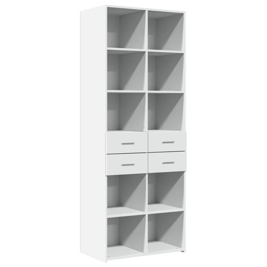 Buffet haut blanc 70x42,5x185 cm bois d'ingénierie - 2