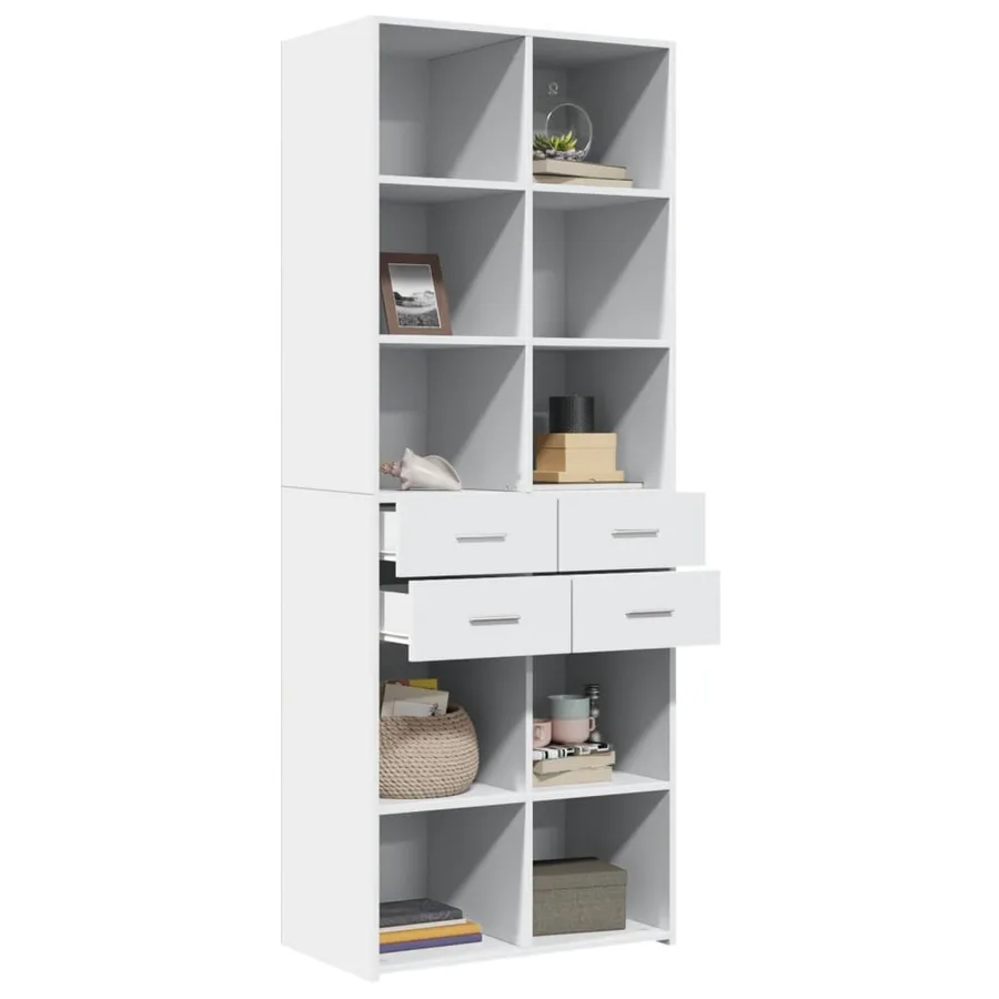 Buffet haut blanc 70x42,5x185 cm bois d'ingénierie - 3