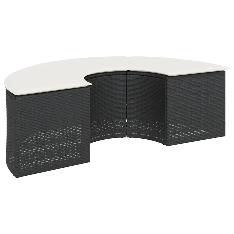 Tabouret de jardin avec coussin noir résine tressée - 2