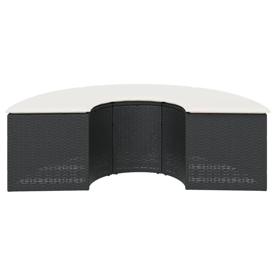 Tabouret de jardin avec coussin noir résine tressée - 3