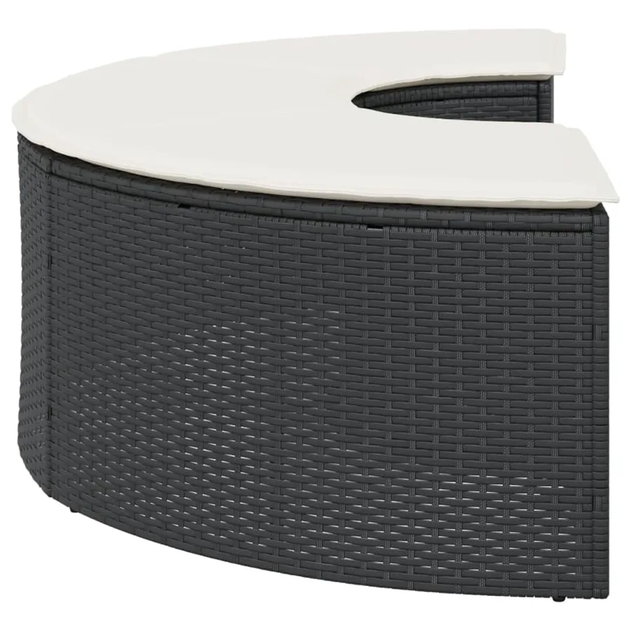 Tabouret de jardin avec coussin noir résine tressée - 4