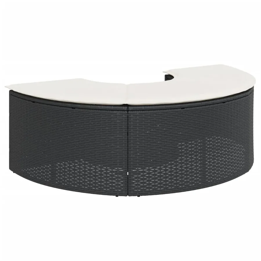 Tabouret de jardin avec coussin noir résine tressée - 5