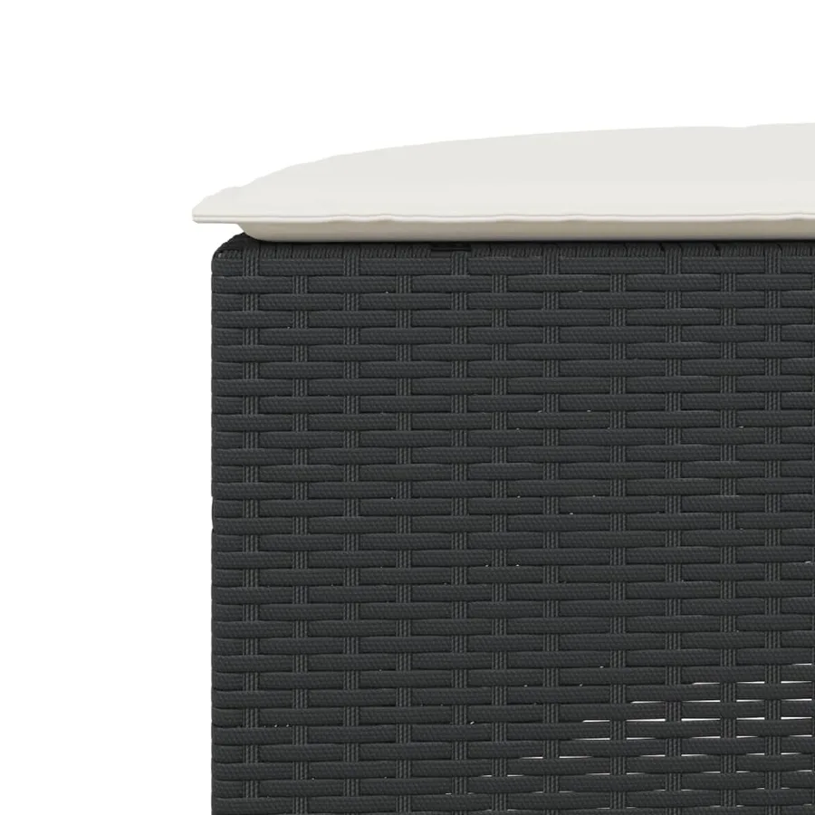 Tabouret de jardin avec coussin noir résine tressée - 6