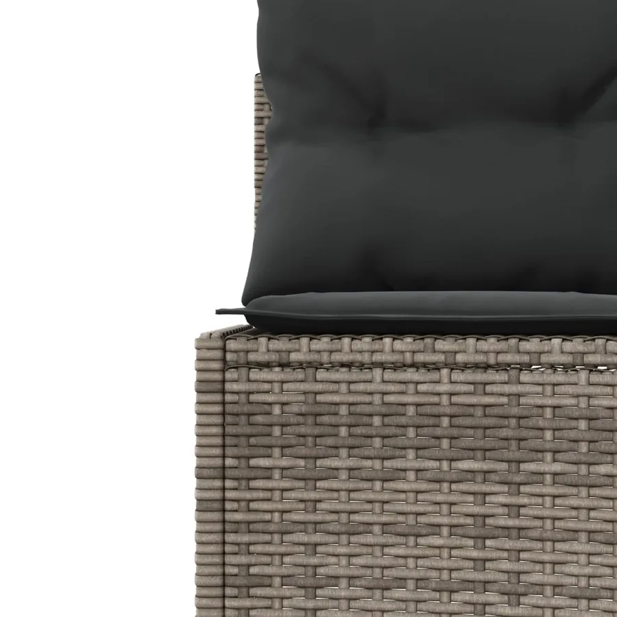 Canapé de jardin avec table coussins rond gris résine tressée - 10