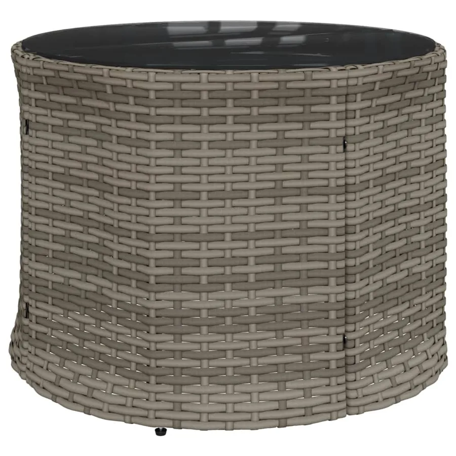 Canapé de jardin avec table coussins rond gris résine tressée - 8