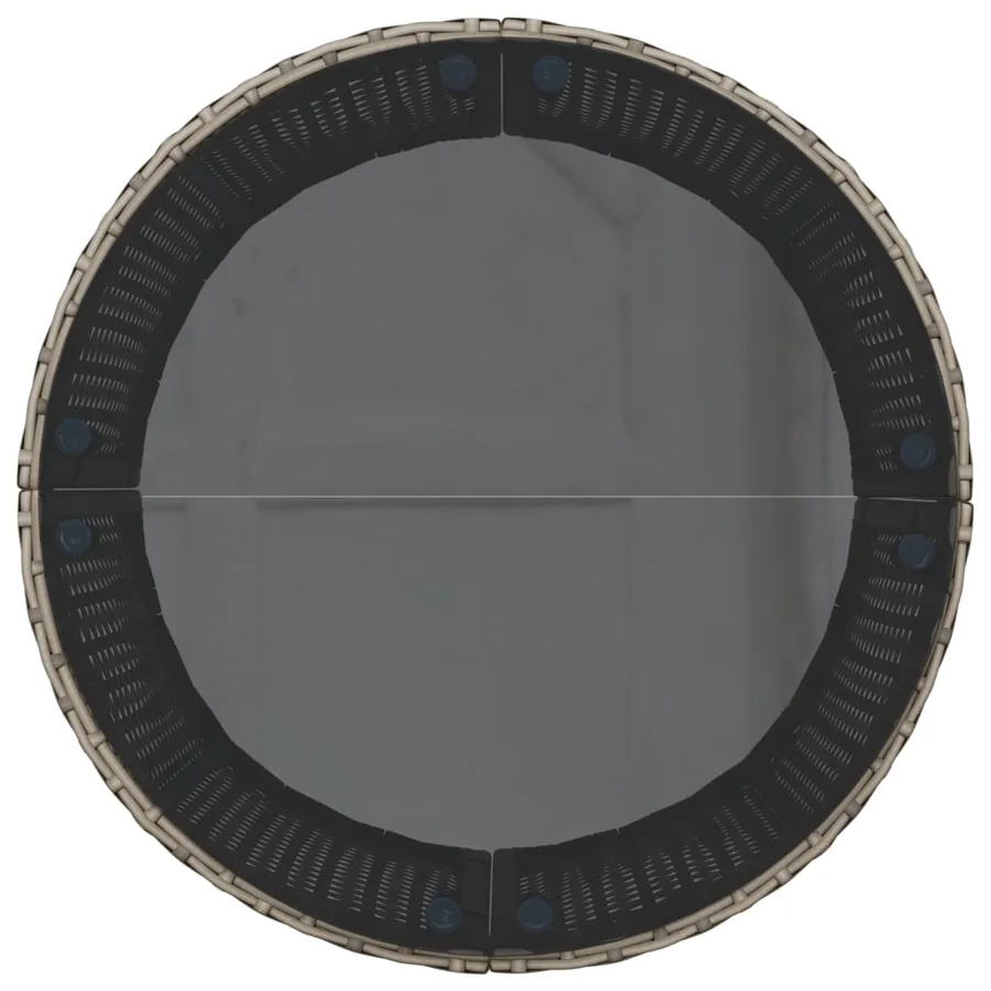 Canapé de jardin avec table coussins rond gris résine tressée - 9