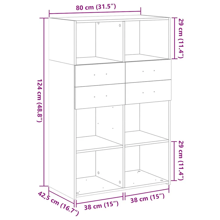 Buffet haut blanc 80x42,5x124 cm bois d'ingénierie - 10