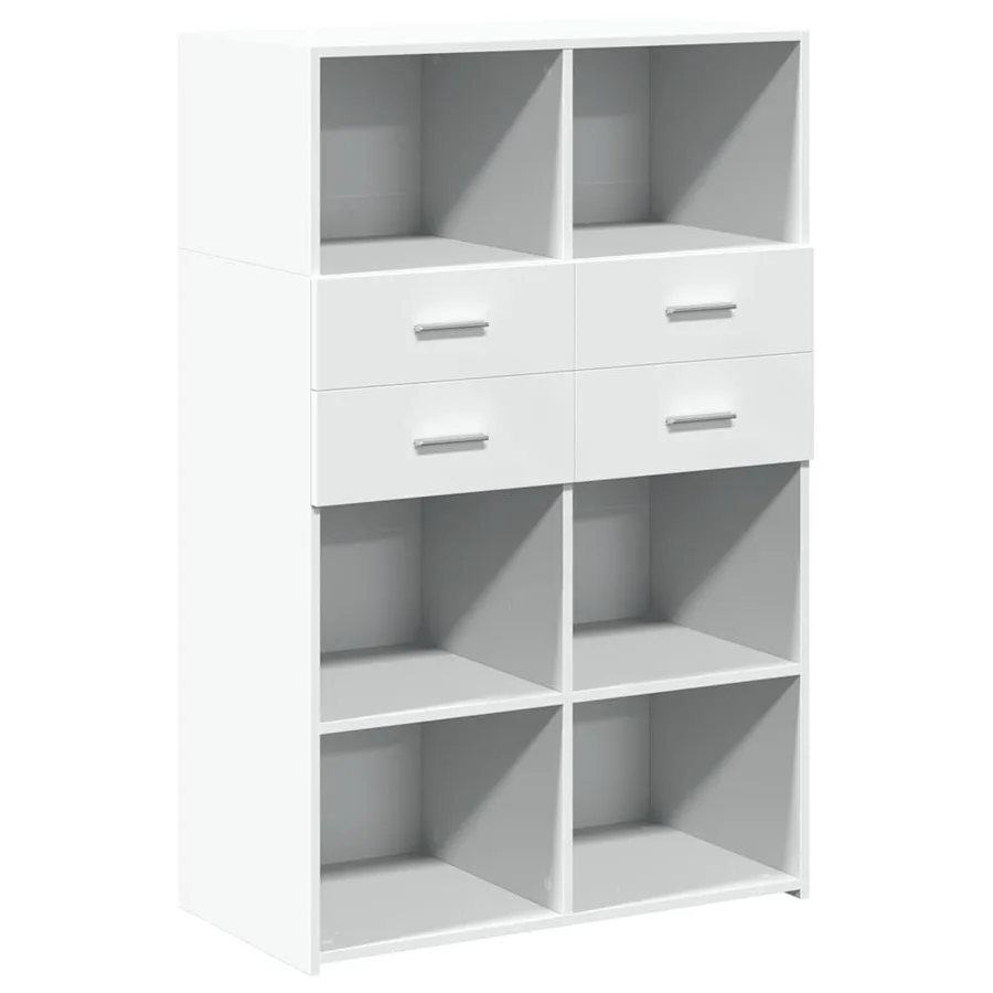 Buffet haut blanc 80x42,5x124 cm bois d'ingénierie - 2
