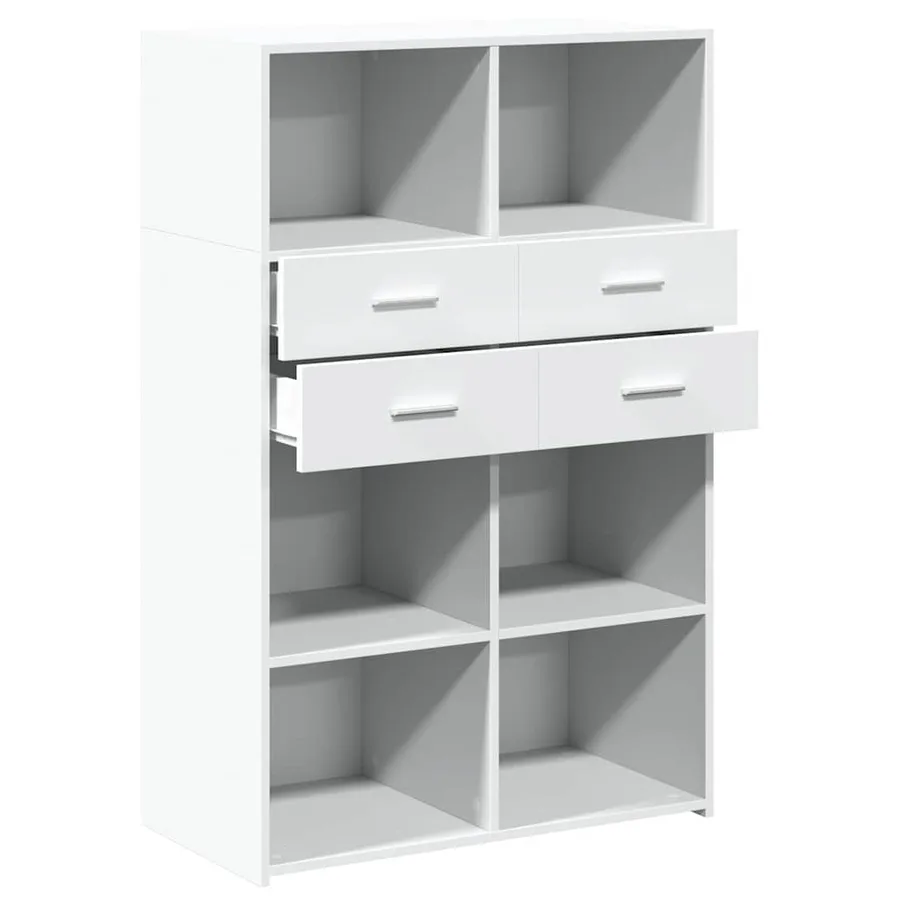 Buffet haut blanc 80x42,5x124 cm bois d'ingénierie - 7