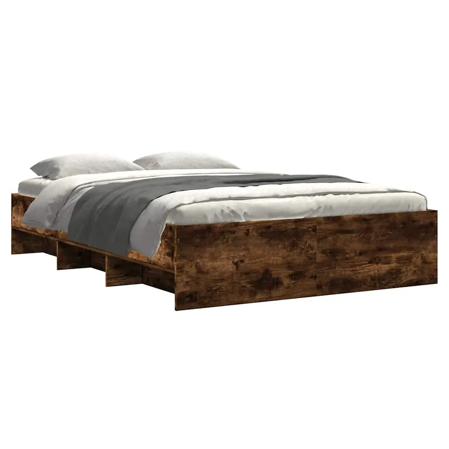Cadre de lit sans matelas chêne fumé 120x200 cm bois ingénierie - 3
