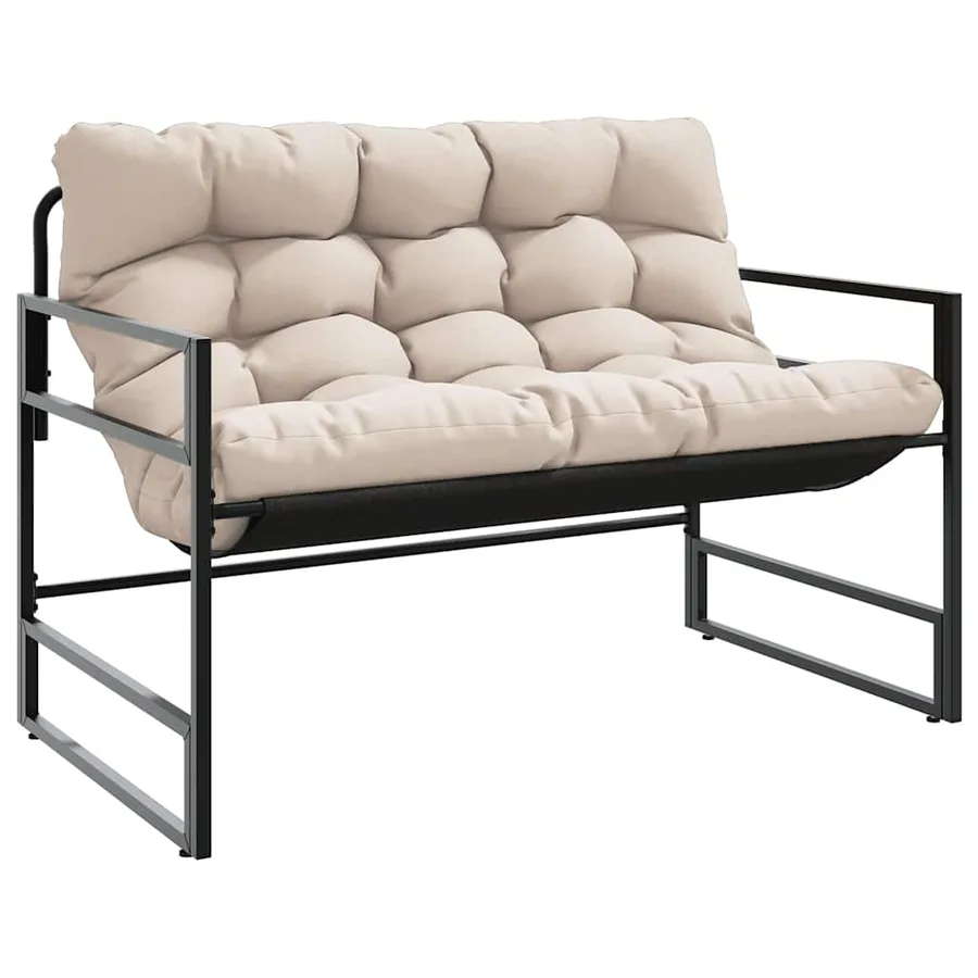 Banc de jardin avec coussin taupe 113 cm acier - 2