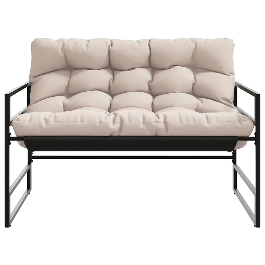 Banc de jardin avec coussin taupe 113 cm acier - 4