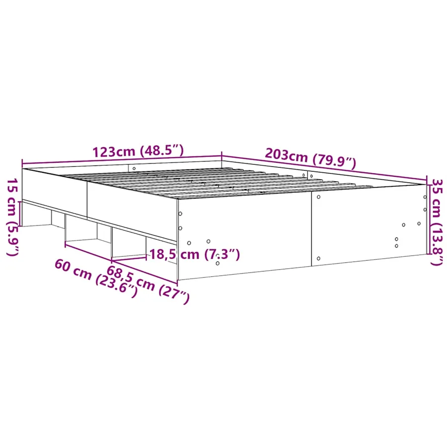 Cadre de lit sans matelas chêne marron 120x200 cm - 10