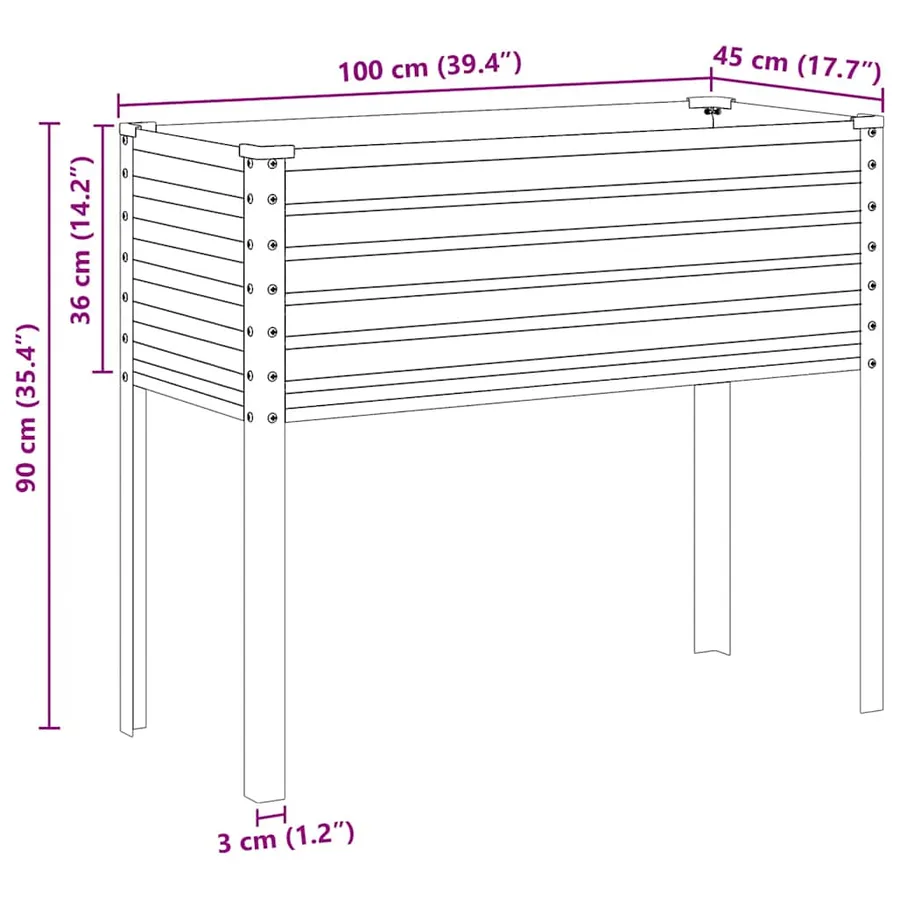 Jardinière gris 100x45x90 cm acier - 8