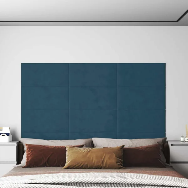 Tête de lit murale 12 pcs Bleu Velours