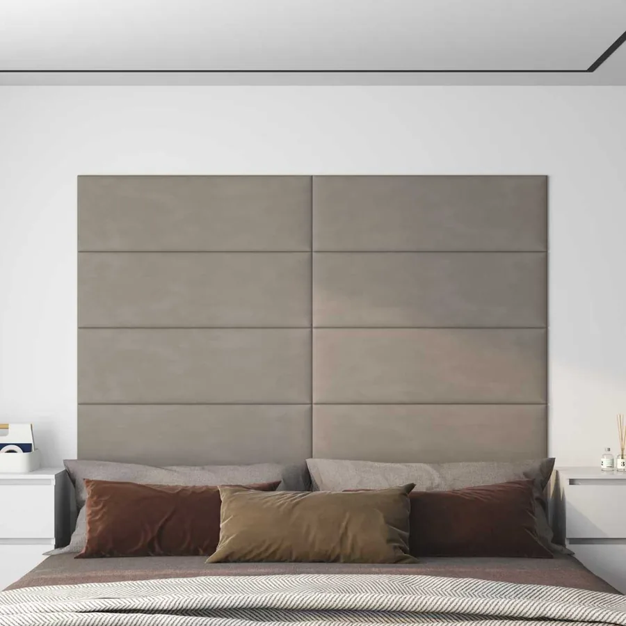 Tête de lit murale 12 pcs Gris clair Velours