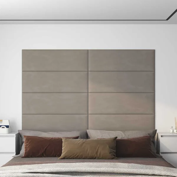Tête de lit murale 12 pcs Gris clair Velours