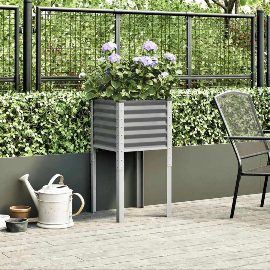 Jardinière gris 45x45x88 cm acier - 3