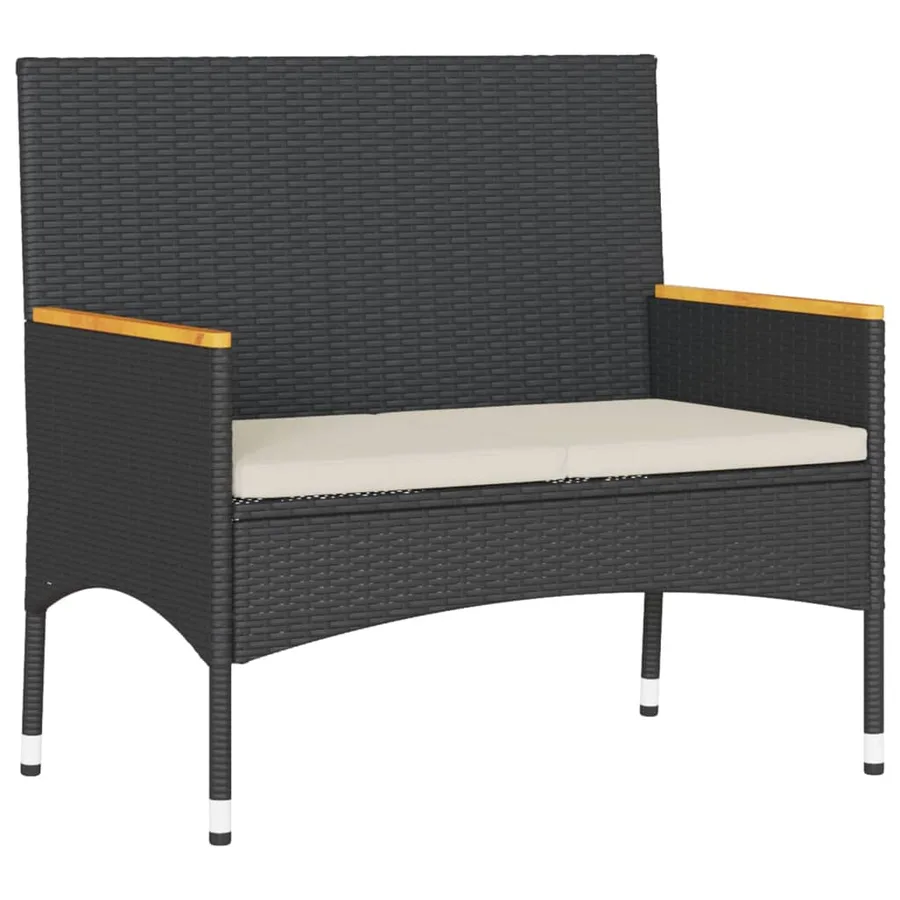 Banc de jardin 2 places avec coussins/table noir résine tressée - 4