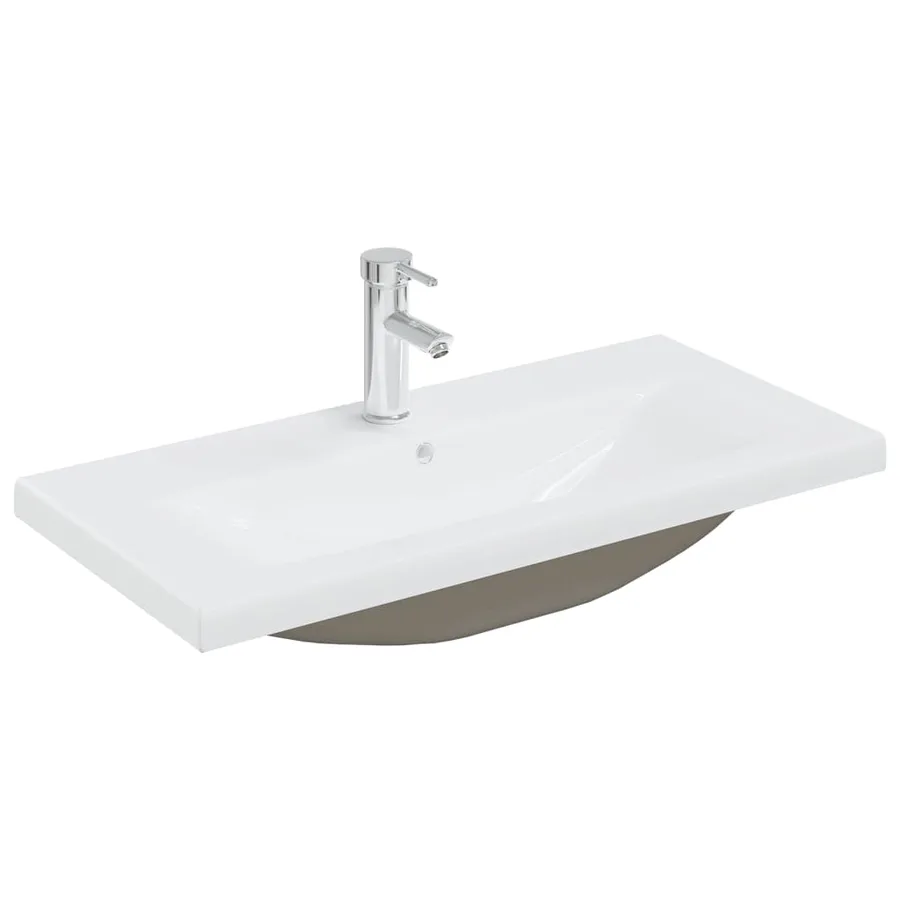 Ensemble de meubles de bain 2pcs céramique et bois d'ingénierie - 6