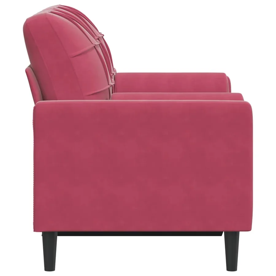 Canapé 2 places avec oreillers bordeaux 120 cm velours - 4