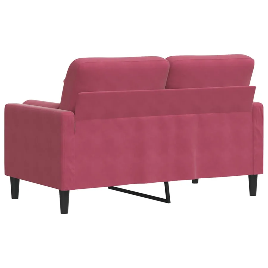 Canapé 2 places avec oreillers bordeaux 120 cm velours - 5