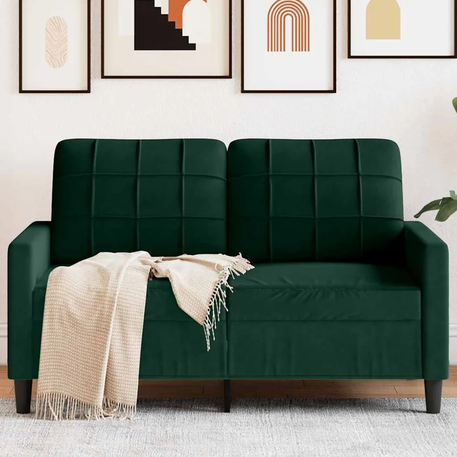 Canapé à 2 places Vert foncé 120 cm Velours