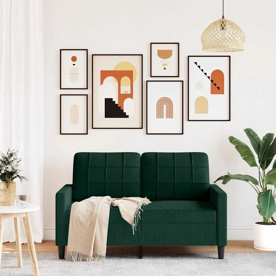Canapé à 2 places Vert foncé 120 cm Velours - 3