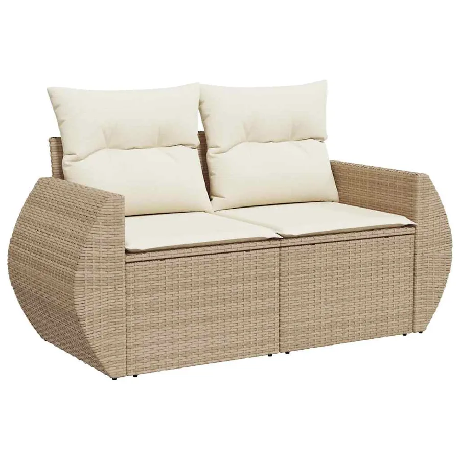 Salon de jardin avec coussins 8 pcs beige résine tressée - 6
