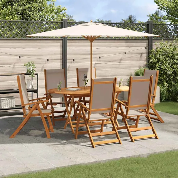 Ensemble à Manger de jardin 7pcs bois d'acacia solide textilène